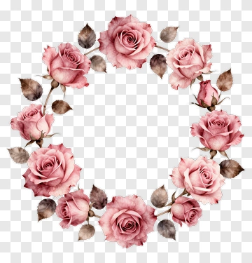 Pink Rose Wreath PNG