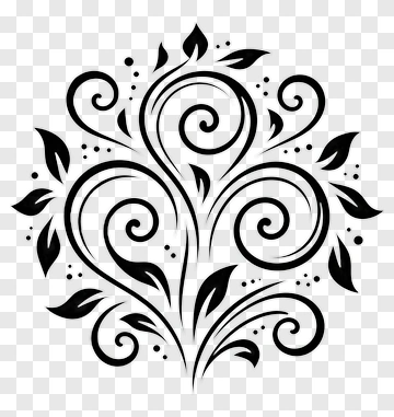 Black Floral Ornament Design PNG