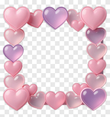 Pink And Purple Hearts Forming A Frame PNG