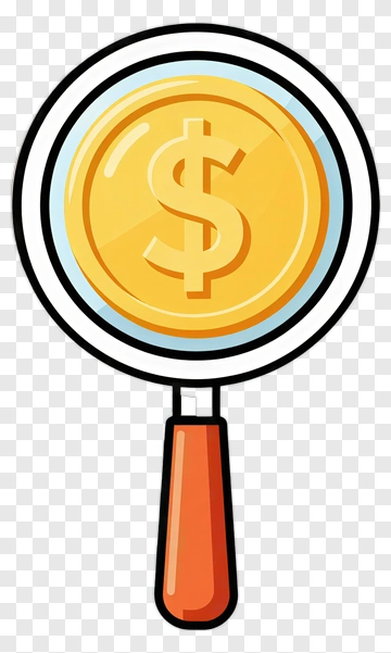 Magnifying Glass Over Gold Coin PNG