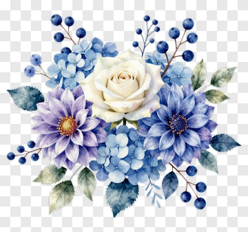 Watercolor Floral Bouquet With Rose And Dahlia PNG