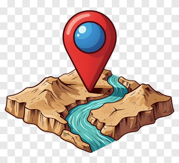Map Pin Over Mountain River PNG