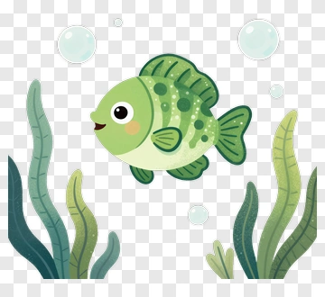 Cute Green Fish In Ocean PNG
