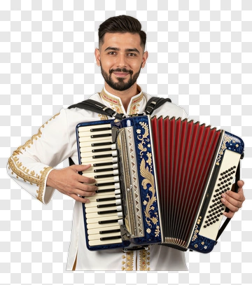 Man Playing Accordion In Traditional Attire PNG
