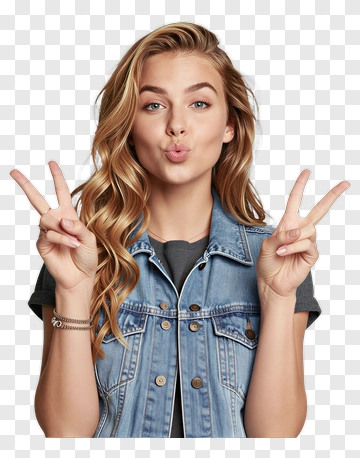 Woman Making Peace Sign PNG