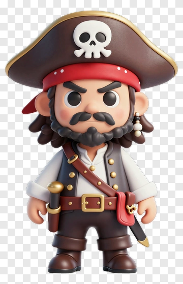 Cartoon Pirate With Skull Hat PNG