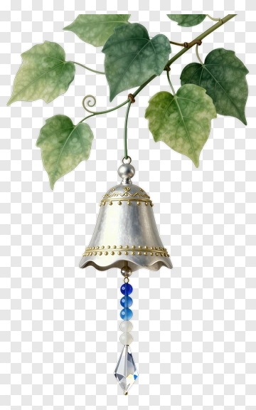 Silver Bell With Crystal And Beads PNG