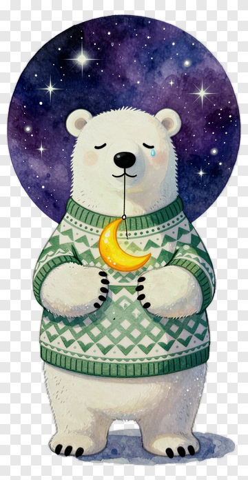 Polar Bear In Starry Night PNG