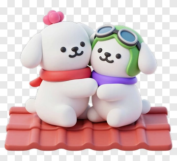 Two Cute Puppies Sitting Together PNG