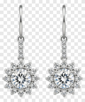 Diamond Earrings With Silver Chain PNG