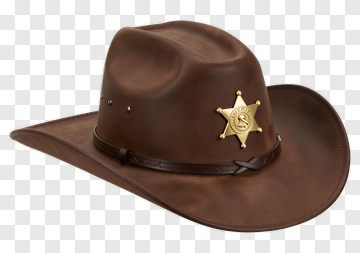 Brown Cowboy Hat With Sheriff Badge PNG