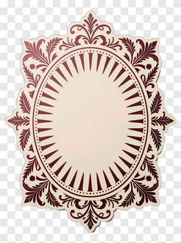 Maroon Ornamental Frame With Floral Design PNG