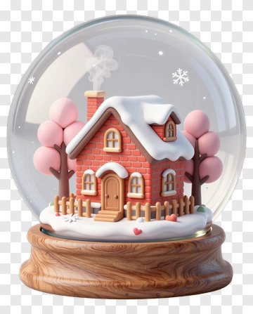 Cozy Winter House In Snow Globe PNG