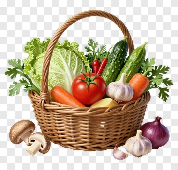 Basket Of Fresh Vegetables PNG