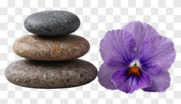 Stacked Stone And Purple Flower PNG
