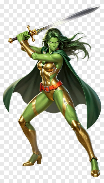 She-Hulk In Combat Stance PNG