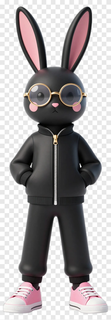 Stylish Rabbit In Black Outfit PNG