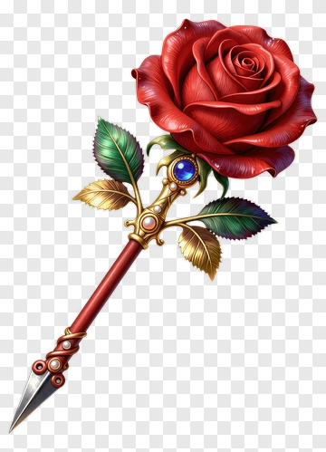 Red Rose Sword With Gemstone PNG