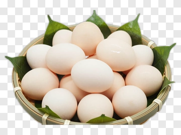 Fresh Eggs In Bamboo Basket With Green Leaves PNG