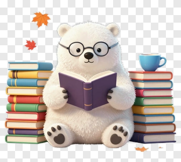 Polar Bear Reading Book PNG
