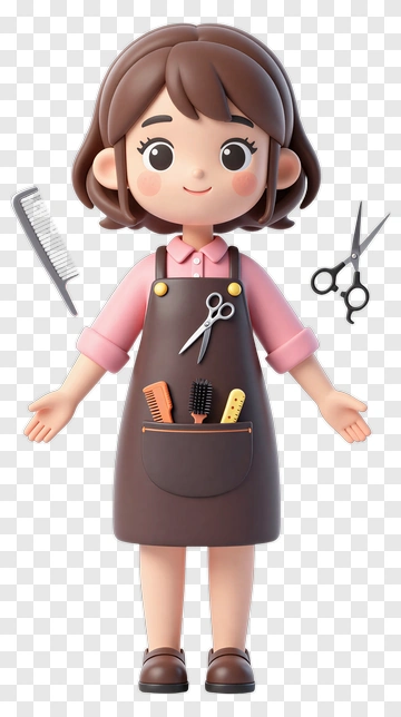 Friendly Hairdresser Girl With Tools PNG