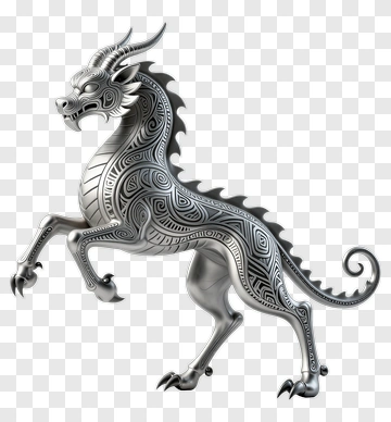Silver Dragon Sculpture PNG