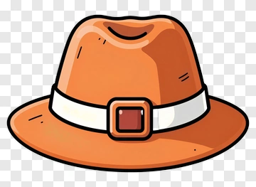 Orange Fedora Hat With White Belt PNG