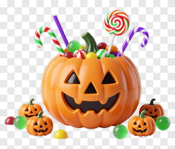 Halloween Jack-o'-lantern With Candy PNG