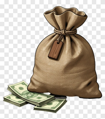 Sack Of Money With Banknotes PNG