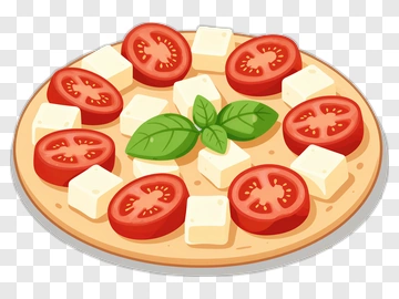 Fresh Pizza With Tomato And Basil PNG