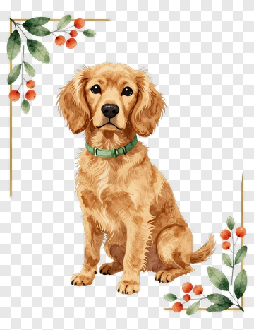 Cute Golden Retriever With Green Collar PNG