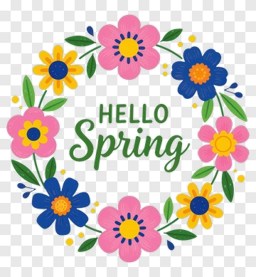 Hello Spring Flower Wreath PNG