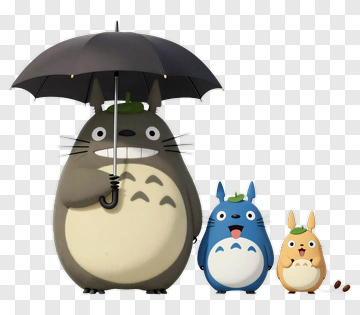 Totoro With Umbrella And Family PNG