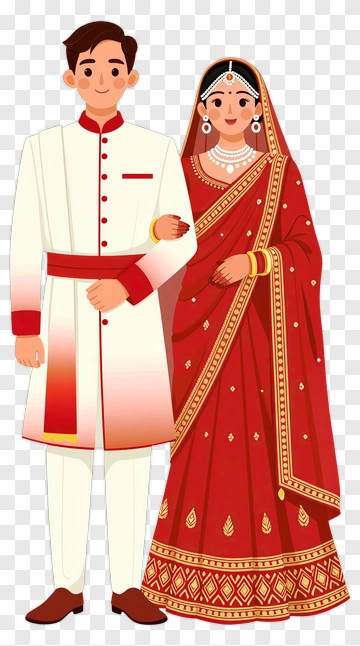 Indian Wedding Couple In Traditional Attire PNG