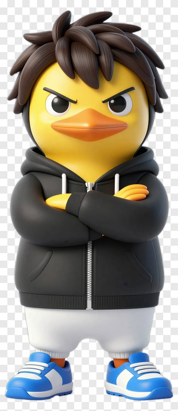 Angry Duck Character In Hoodie PNG