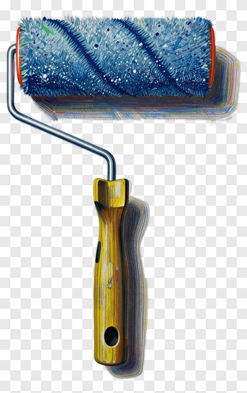 Paint Roller With Blue Paint PNG