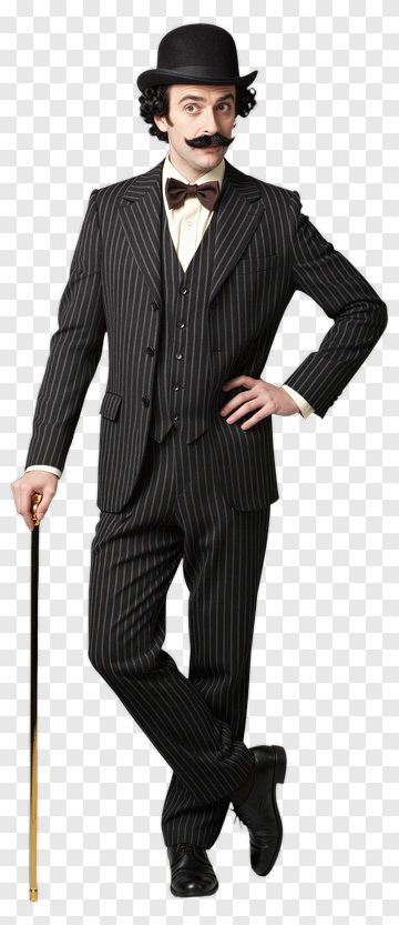 Man In Classic Suit And Top Hat PNG