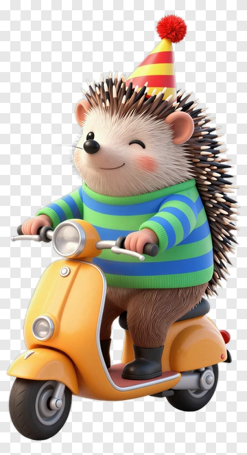 Hog Riding Scooter With Party Hat PNG