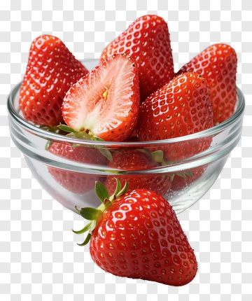 Fresh Strawberry In Glass Bowl PNG