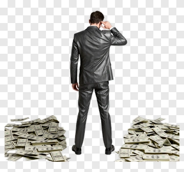 Man In Suit Standing On Money PNG