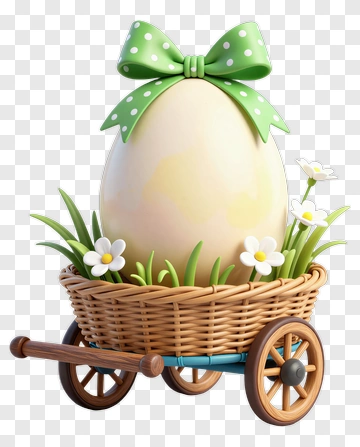 Easter Egg In Wicker Cart PNG