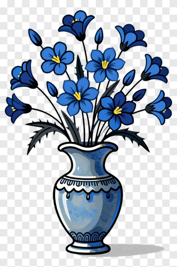 Blue Flower Arrangement In Vase PNG