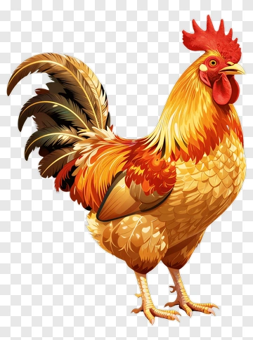 Vibrant Rooster With Feathers PNG