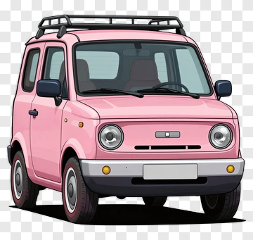 Pink Compact Car Illustration PNG