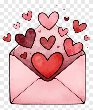 Pink Envelope Overflowing With Hearts PNG