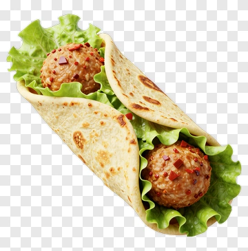 Tortilla Wrap With Meatballs And Lettuce PNG