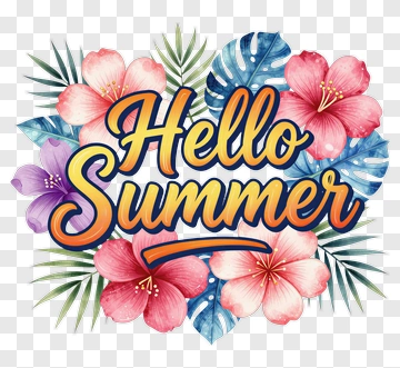 Hello Summer Tropical Greeting PNG