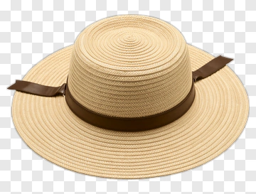 Beige Straw Hat With Brown Ribbon PNG