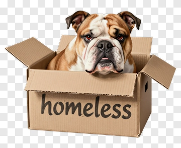 Bulldog In A Homeless Box PNG