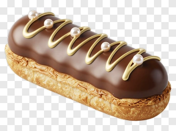 Chocolate Eclair With Gold Glaze PNG